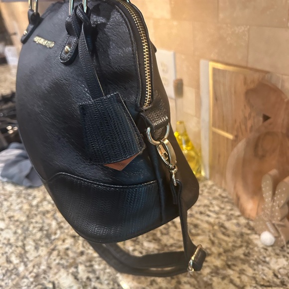 Christian Siriano Black Structured Leather Satchel - Picture 4 of 10